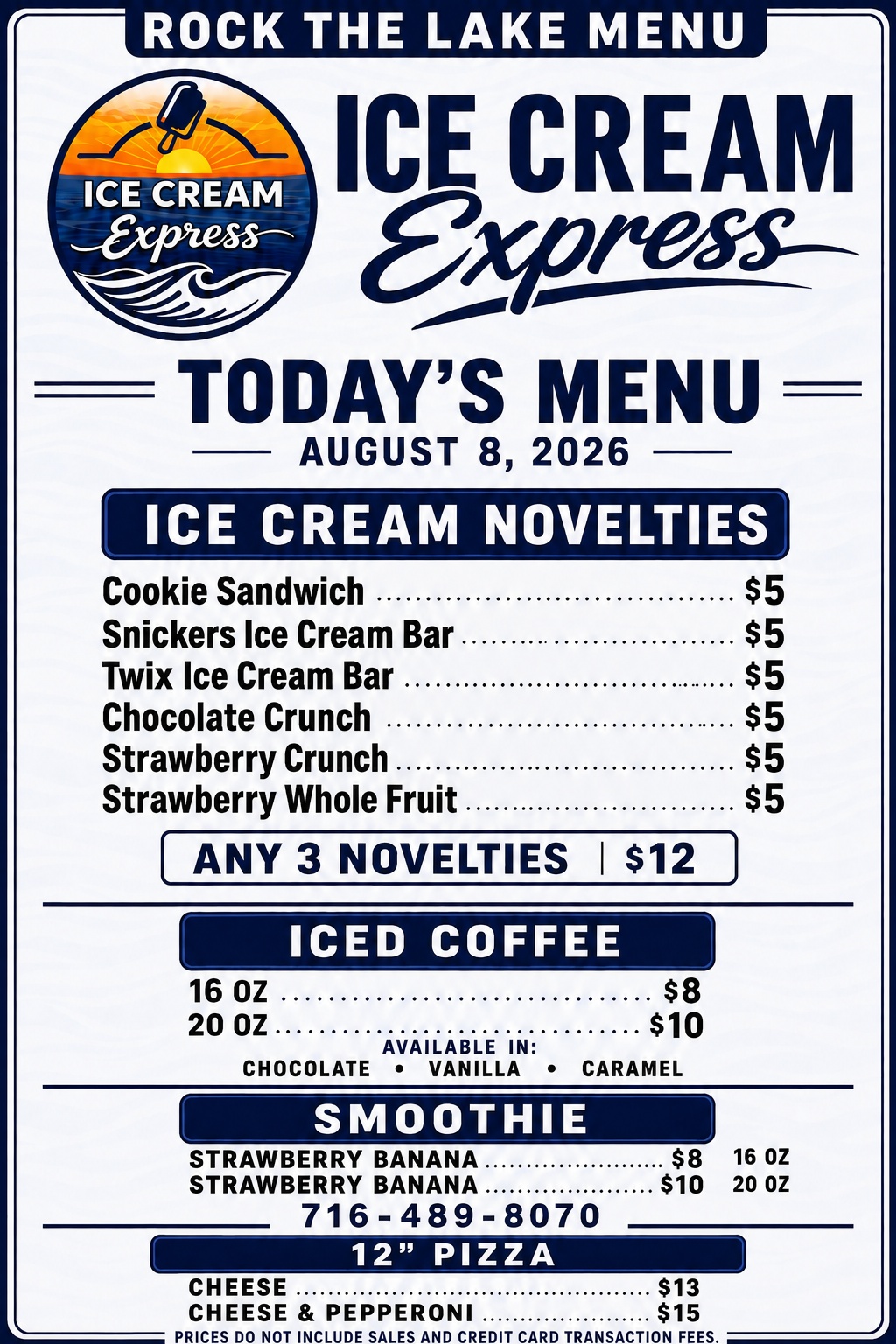 Ice Cream Express Menu